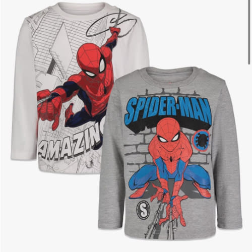 Marvel Spider-Man 2 Pack Long Sleeve T-Shirts Toddler to Big Kid Sizes (2T - 10-12)
