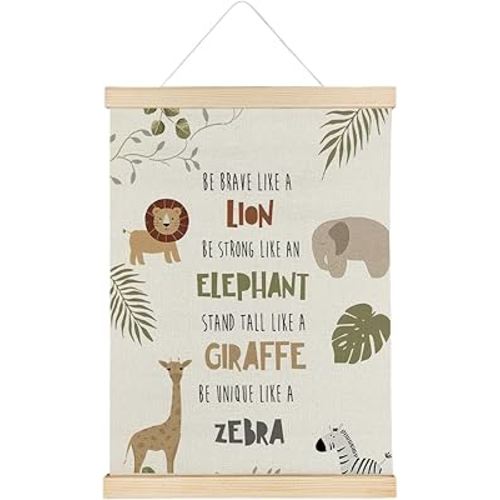 SereneHanctuary Positive Affirmations Wall Art,Safari Animals Wall Decor,Inspirational Nursery Poster Hanger Frame for Nursery Boy Room Classroom Decor,12X16Inches