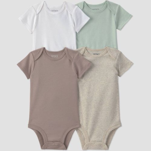 Carter's Just One You® Baby 4pk Short Sleeve Bodysuits - Taupe/White/Green Newborn