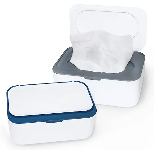 2 Pack Baby Wipes Dispenser, Wipe Holder with Lids Diaper Wipes Case for Bathroom Refillable Wipe Container with Sealing Design, Flushable Bathroom Storage Case Box