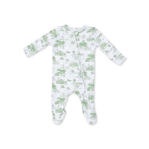 2-Way Zip Footie, Golf Toile Green