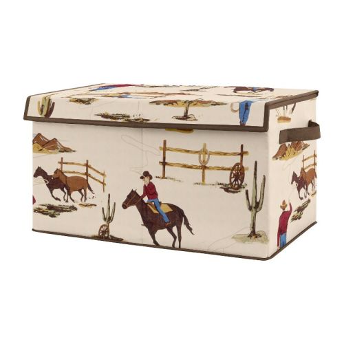 Sweet Jojo Designs Boy Fabric Storage Toy Bin Wild West Collection Brown Red Blue White