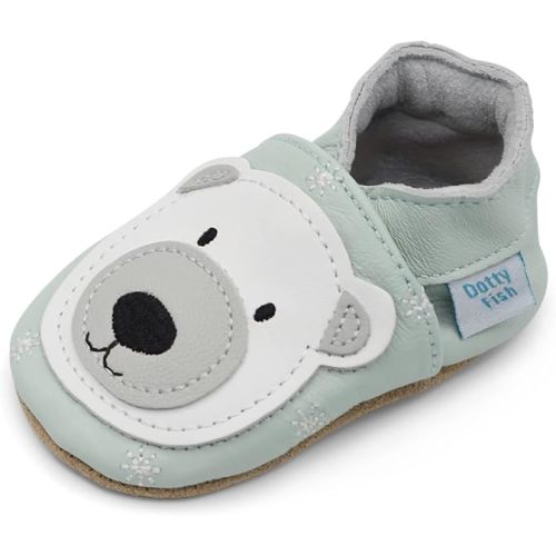 Dotty Fish Soft Sole Leather Baby Shoes - Barefoot, Non-Slip, Unisex