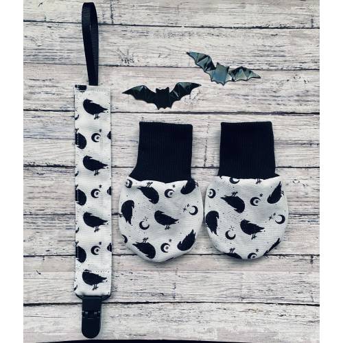 Raven Of The Moonlight Darkness Pacifier Clip Baby Mitts