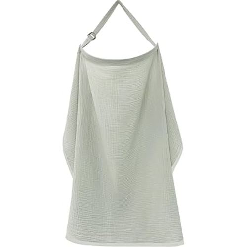 Muslin Nursing Cover for Breastfeeding,100% Cotton Breastfeeding Cover with Arched Neckline Breathable Nursing Clothes for Women Privacy Breast Feeding Covers Adjustable Baby Feeding Essentials