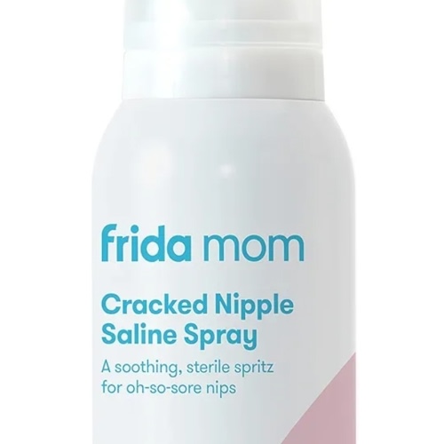 Frida Mom Saline Spray for Cracked Nipples, Breastfeeding Essentials for New Moms, Gentle for Baby and Mom, Spray to Heal Sore, Cracked Nipples, 2 fl oz