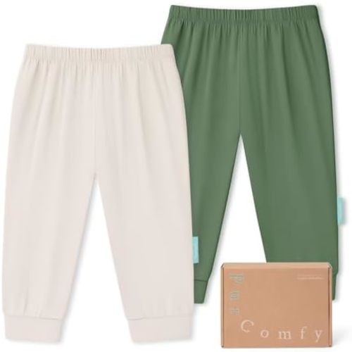 PurComfy Supersoft Baby Pants, 2-Pack Premium Bamboo Viscose Jogger Pants, Elastic Waist, Unisex 0-24 Months