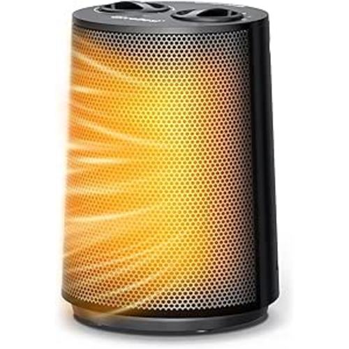 GiveBest Space Heater, 1500W Portable Heaters for Indoor Use, PTC Ceramic Heater with Heating and Fan Modes, Overheat & Tip-Over Protection, Ideal for Bedroom, Office & Desk Use, Black