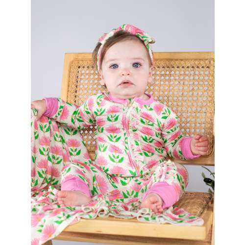 Convertible Zip Pajamas - Pink Block Flower – Goosies