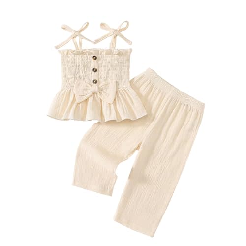 Toddler Baby Girl Summer Clothes Cute Girls Outfits Sleeveless Button Bow Camisole Pants Set 9 Months-4T
