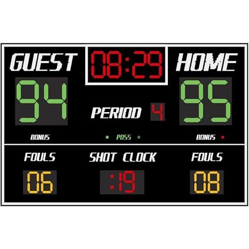 SUPERDANT Basketball Scoreboard Wall Stickers Self Adhesive Decals Basketball Scoreboard Wall Decor Vinyl Art Mural Decals Waterproof Decoration for Kids Room Home Living Room Bedroom 37.7x23.6in