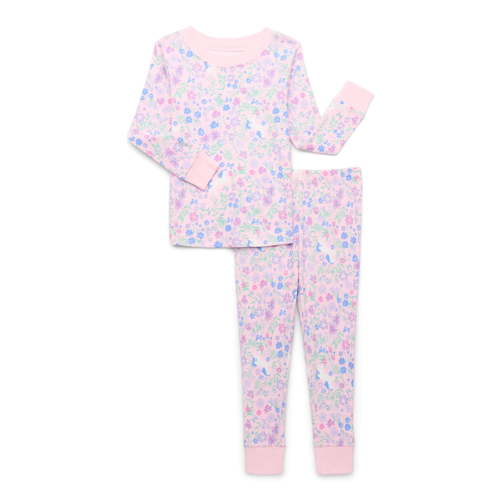 Wonder Nation Toddler Cotton Long Sleeve Sleep Tee and Pants Pajama Set, 2-Piece, Sizes 12M-5T