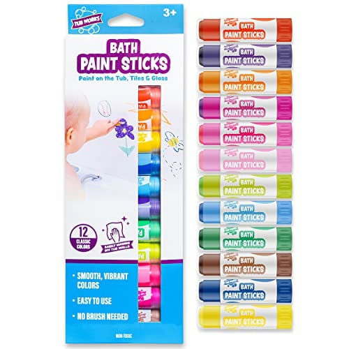 Tub Works, Bath Paint Sticks, 12 ct, Washable Kids Bath Toy