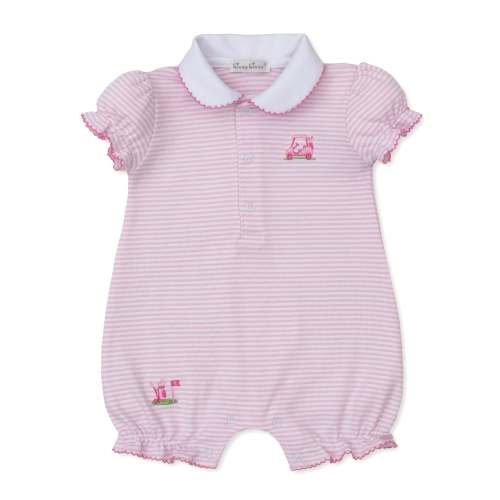 Golf Championship Pink Stripe Short Playsuit