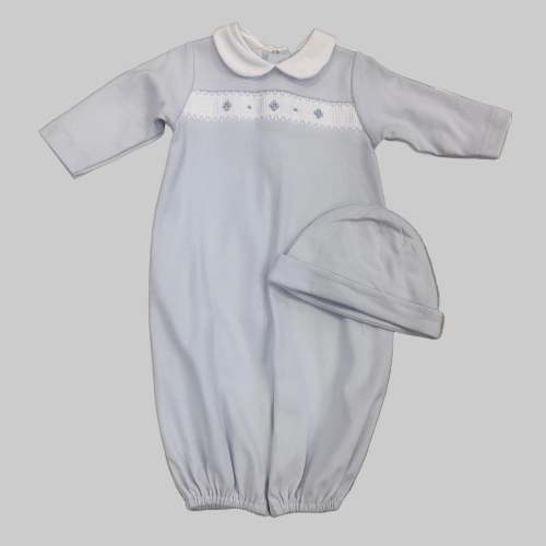 NOAH BLUE SMOCKED CONVERTIBLE GOWN