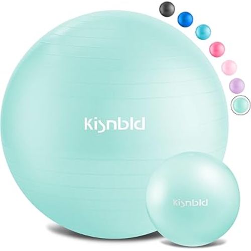 Exercise Ball, Extra Thick Yoga Ball for Workout Pregnancy Stability, 4 Sizes Anti-Burst Balance Ball with Foot Pump - Heavy Duty Fitness Ball Chair for Office, Home & Gym