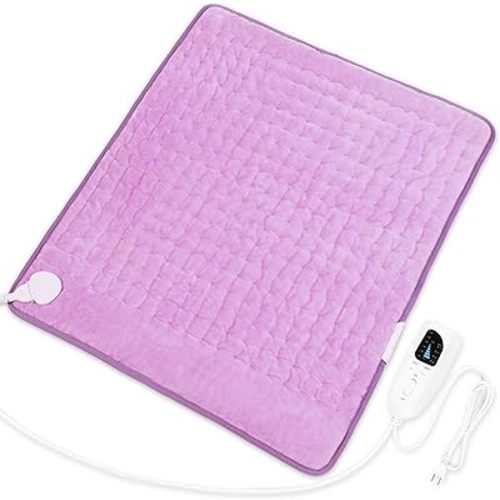 Deepsoon Heating Pad,Electric Heating Pads for Back,Neck,Abdomen,Moist Heating Pad for Shoulder,Knee,Arms,Legs,Dry/Moist Heat & Auto Shut Off,Christmas Gifts for Men and Women,Light Purple,24x20 Inch
