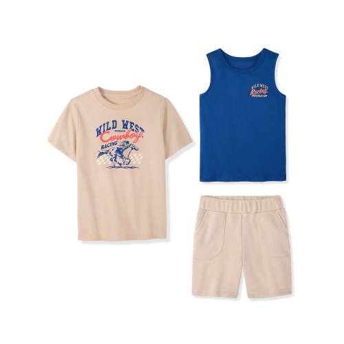 Garanimals Newborn, Baby & Toddler Boy Cotton 3-Piece Set, Graphic T-Shirt, Tank Top & Pull-On Shorts, Sizes 0-6T
