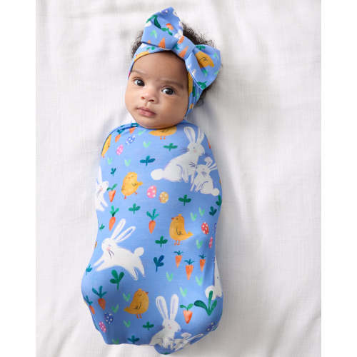 Bunny Patch Swaddle & Luxe Bow Headband Set | Little Sleepies
