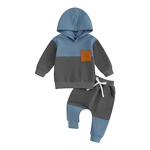Infant Baby Boy Fall Winter Clothes Outfit Hooded Long Sweatshirt Pant Set | Toddler Baby Boy Fall Hooded Outfits Long Sleeve Shirt Pants Set Infant Boy Hoodie Cothes 6 12 18 24 Months 2T Winter