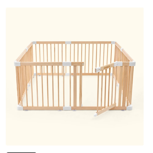 HARPPA Wooden Baby Gate Playpen | Non-Toxic Foldable DIY Adjustable Play Yard for Infants & Toddlers – Natural Finish Baby Fence for Small & Large Spaces