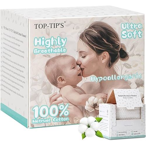 100% Pure Cotton Disposable Face Towel, Soft & Skin Friendly Face Towelettes Disposable for Sensitive Skin, Lint- free Makeup Remover Dry Wipes, Thick Facial Towels Disposable
