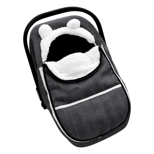Winter Carseat Cover for Baby Girl Boy, Super Warm & Windproof Protect Baby from Cold Weather, Plush Fleece Infant Car Seat Canopy, Black