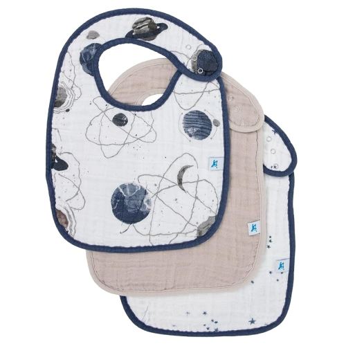 Little Unicorn Premium Classic Bib 3 pack | Adjustable as baby grows | Soft fabric on skin | Great for first time eaters (Planetary 2)
