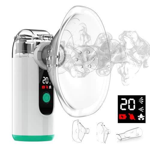 Hand-held Nebulizer for Respiratory System, Portable Nebulizer with Self-Clean Mode, Rechargeable Nebulizer for Home Office Travel