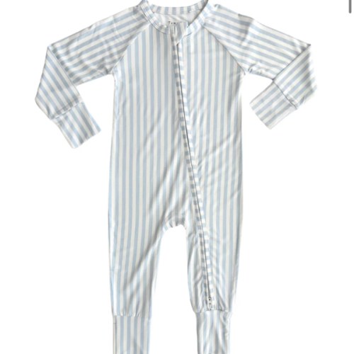 Blue Stripe Zipper Romper – In My Jammers