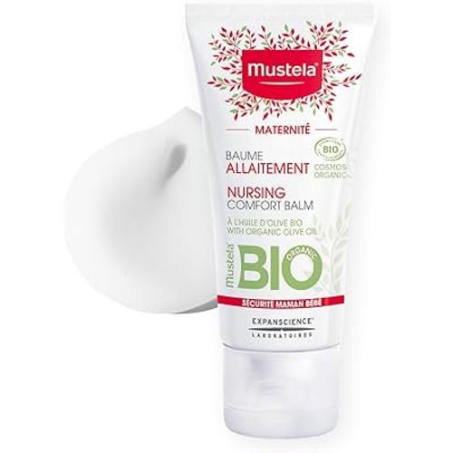 Mustela Maternity Certified Organic Nursing Comfort Balm - Nipple Cream for Breastfeeding with Olive Oil - Clinically Proven & Safe for Pregnancy Skincare - Fragrance Free & Vegan - 1.01 fl. oz.
