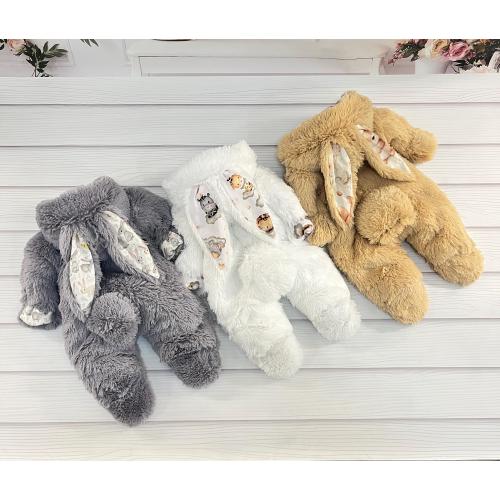 Baby Faux Fur Bunny Romper: Newborn Jumpsuit whith cotton lining