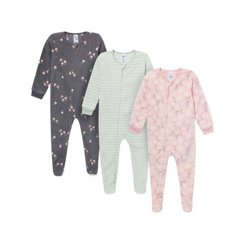 Gerber Baby and Toddler Neutral Microfleece 2-Way Zipper Blanket Sleeper Pajamas, 3-Pack, Sizes 0/3 Months - 5T