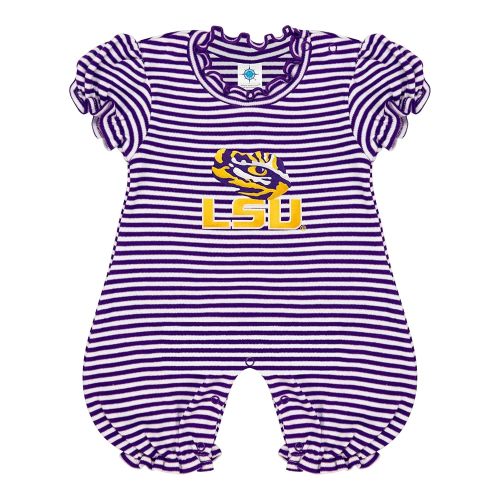 Creative Knitwear College Baby Striped Puff Sleeve Romper - Team Logo, Many Colors, for Girls (Newborn-12 Months)