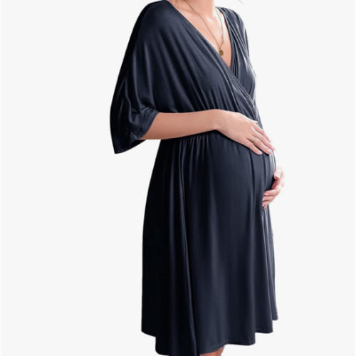 Ekouaer 3 in 1 Labor/Delivery/Hospital Gown Maternity Dress Nursing Nightgown Sleepwear for Breastfeeding