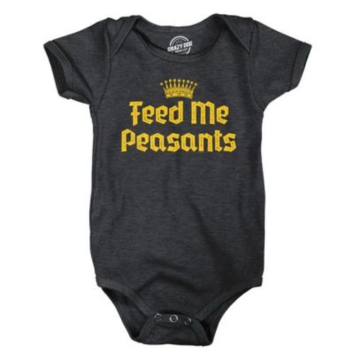 Feed Me Peasants Baby Bodysuit Funny Sarcastic Graphic Novelty Jumper for Infants - Crazy Dog Baby Bodysuit With Sarcastic Sayings Black 12 Months
