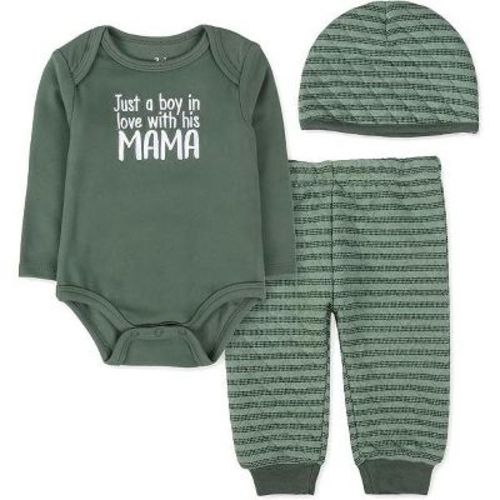 Baby Essentials Infant 3 Piece Layette Set with Bodysuit, Quilted Jogger Pants, Cozy Fall & Winter Outfit,size 3 months to 9 months