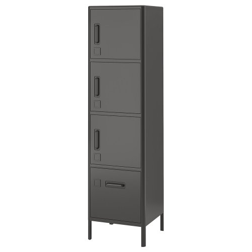IDÅSEN High cabinet with drawer and doors - dark gray 17 3/4x67 3/4 "