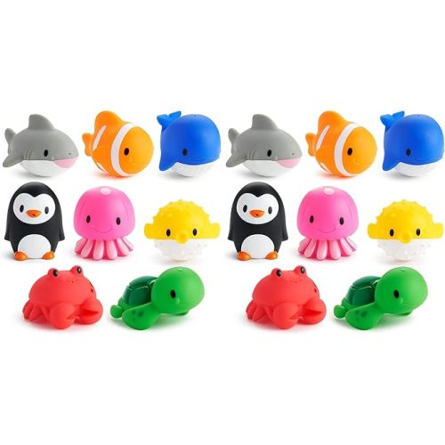 Munchkin Baby Bath Toy Squirts for Babies and Toddlers 9 Months and Up, Ocean Sea Animal Squirters, 16 Pack