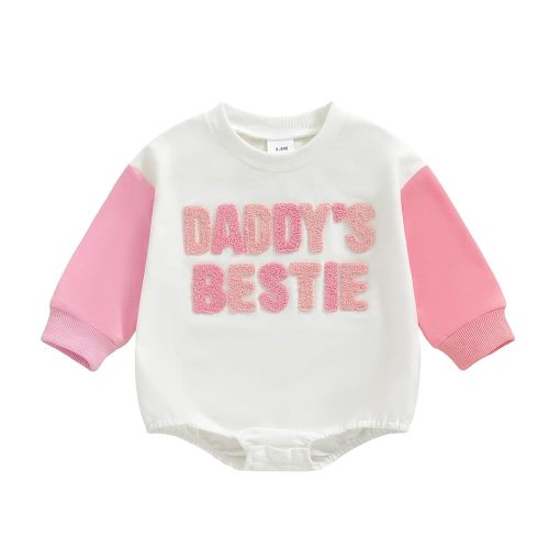 Newborn Infant Baby Girl Clothes Sweatshirt Bubble Romper Letters Long Sleeve Sweater Bodysuit Cute Fall Outfit