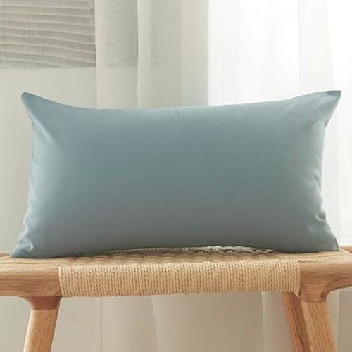 vctops Blue Decorative Throw Pillow Covers 12x20 Inch Farmhouse Linen Textured Lumbar Cushion Cover Pillowcase for Sofa Bedroom Couch (Blue,12"x20")