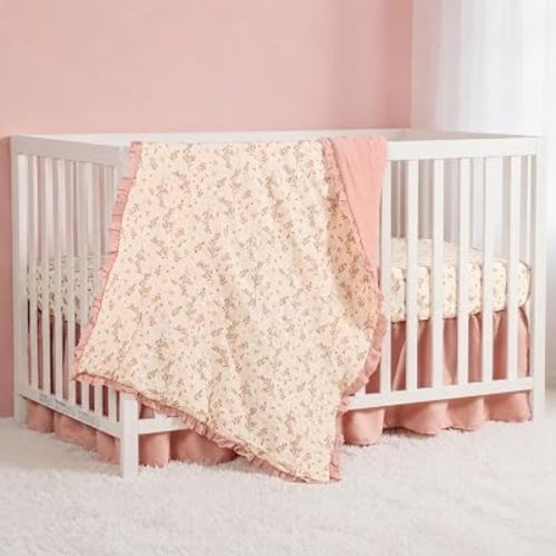 Organic Cotton Muslin Baby Crib Bedding Set 3Pcs Tufted Ruffle 52"x28" Soft