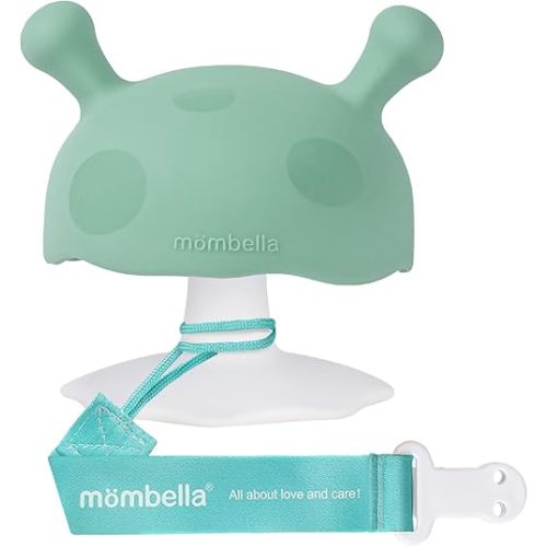 Baby Teething Toys for 3-12 Months+,Silicone Mombella Baby Teether,Soft & Easy to Grasp for Teething Relief,Safe & Comfortable Teether Toys for Sucking Needs,BPA Free (Eucalyptus Green)