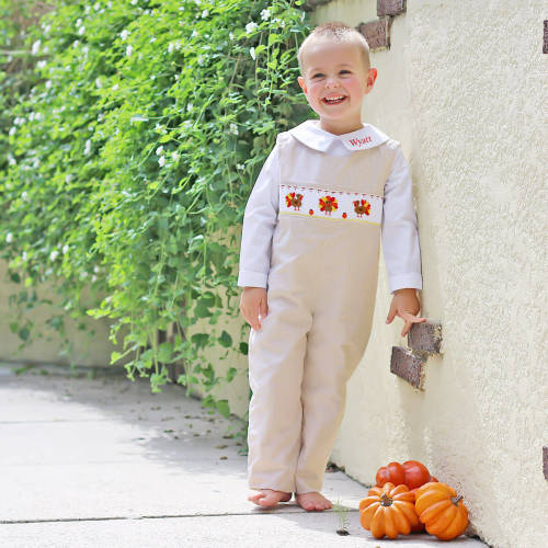 Smocked Turkey Khaki Gingham Longall