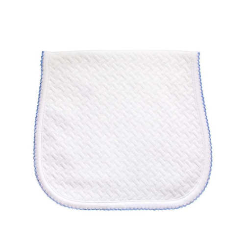 Basketweave Burp Cloth - Blue Picot Trim