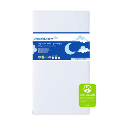 Organic Dream Organic Cotton 2-Stage Lightweight Ultra Crib Mattress, White