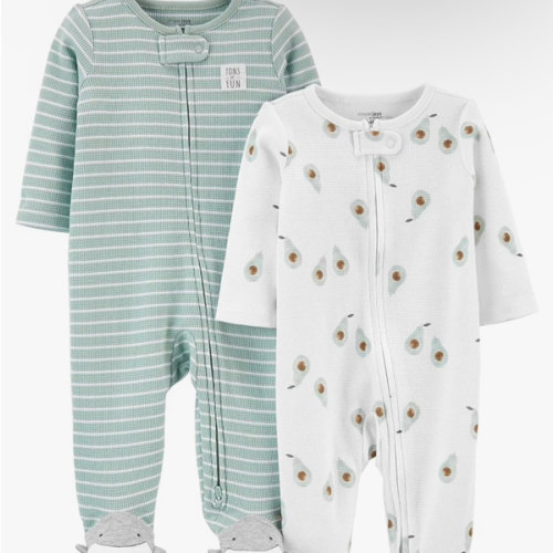 Simple Joys by Carter's unisex-baby 2-way Zip Thermal Footed Sleep and Play, Pack of 2
