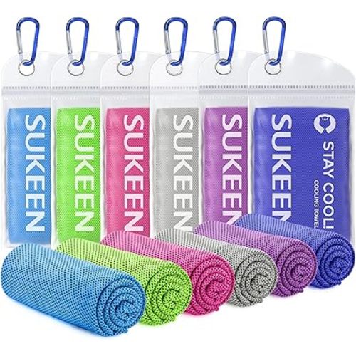 Sukeen Cooling Towels 6 Pack (40"x12"), Cooling Towels for Neck and Face, Quick Dry Sport Camping Cooling Towel, Cold Towel for Hot Weather