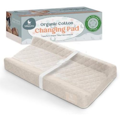 Organic Cotton Changing Pad – Soft & Breathable, Waterproof Non-Slip Design with Removable Washable Cover | Standard Size – Winter Sand