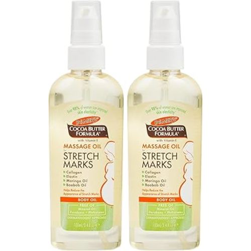 Palmer's Cocoa Butter Formula Massage Oil | For Stretch Marks | Pregnancy Skincare | 3.4 Ounces | Pack of 2